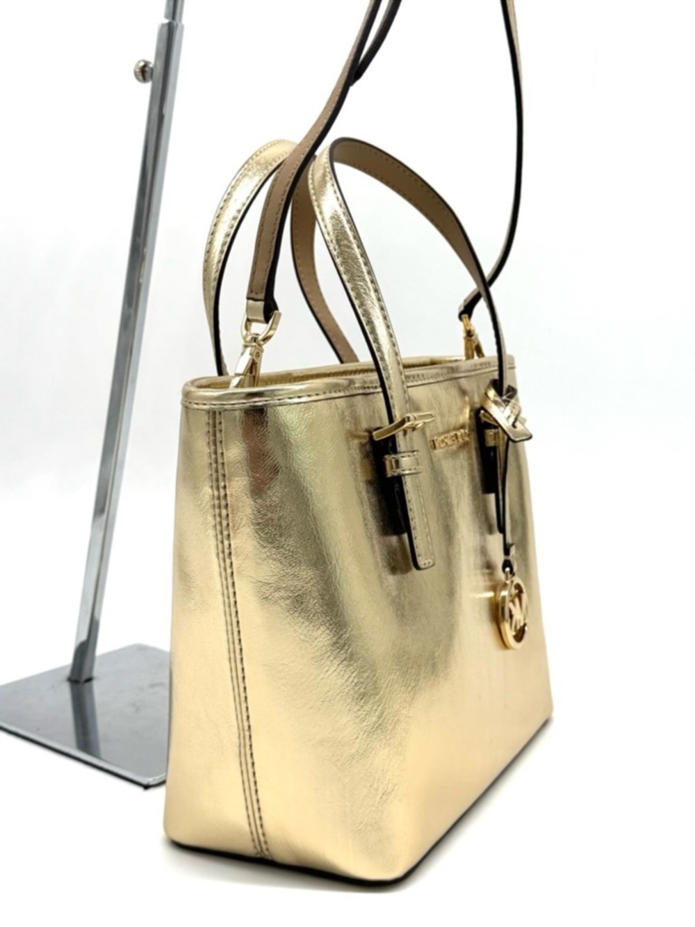 Michael Kors Jet Set Travel XS TZ Tote Bag Gold - Picture 4 of 9